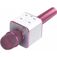 Microphone Karaoké Bluetooth sans fil avec haut-parleur stéréo rose d'or avec boîte