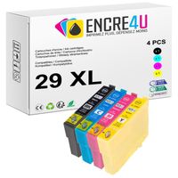 29XL ENCRE4U - Lot de 4 cartouches d'encre compatibles avec EPSON 29 T29 XL T29XL ( Fraise ) : 1 Noir + 1 Cyan + 1 Magenta + 1