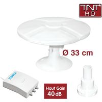 TONNA Antenne TNT HD Omnidirectionnelle Gain 40dB !! Camping Car + Ampli 2 sorties