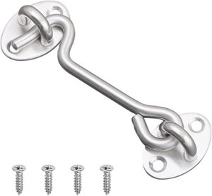Crochet De Verrouillage Pour Porte Ou Portail – 100 Mm, Chrome, Avec Vis, Onestopdiy