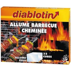 CHEMINÉE D'ALLUMAGE BARBECUE Cubes allume-feu - DIABLOTIN - 32 pièces - Améliore la prise de feu des barbecues, cheminées et poêles
