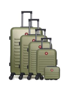 SET DE VALISES Set de 5 valises rigides en ABS WIL-U 75 cm - SWISS KOPPER - Blanc - 4 roulettes - Serrure à combinaison