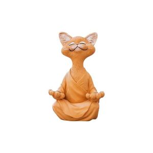 FIGURINE - PERSONNAGE Figurine de chat bouddha noir à collectionner, décoration de jardin de maison, de méditation, de Yoga, Happy C MP59519367