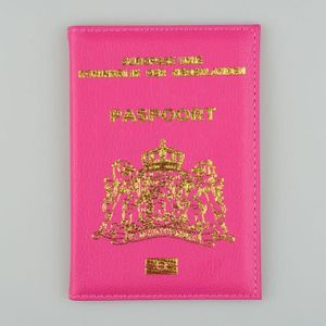 PORTE PAPIERS fuschia Dikekaku – couverture de passeport néerlandais en cuir Pu souple pour femmes, étui pour passeport uni