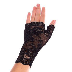 neufs gants mitaines dentelle noire lacet rouge style gothique soirée 