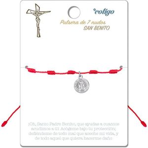 BRACELET - GOURMETTE Bracelet 7 Nœuds Rouges Avec Sainte Ou Vierge En A
