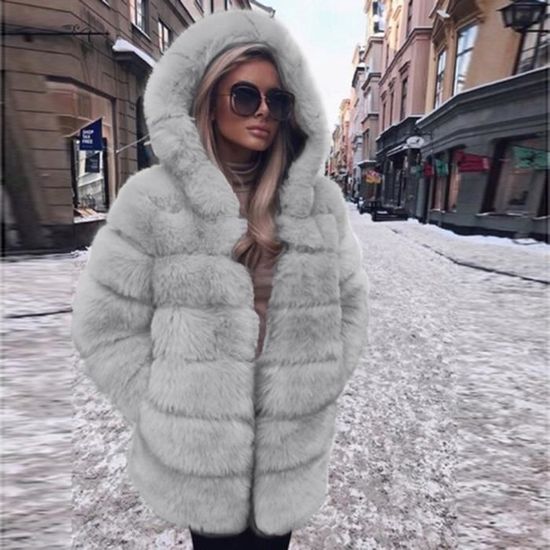 manteau hiver fausse fourrure femme