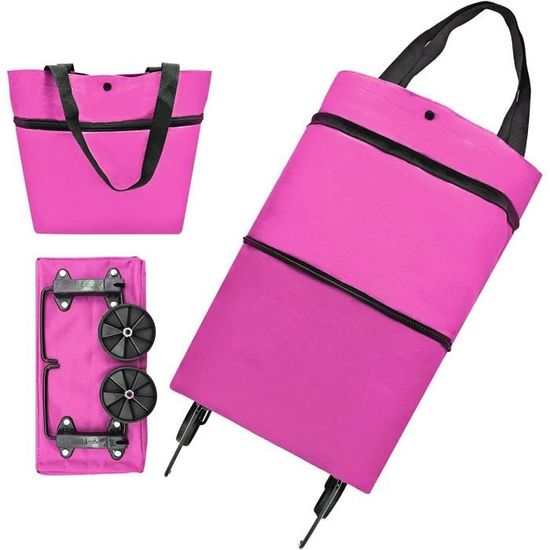 Hoppa Chariot De Courses Léger Et Pliable - 6 Roues Robustes - Rangement Et Épicerie (Noir