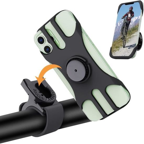 Support Téléphone Moto Universel élastique - Rotatif 360°, Anti-vibrations, Fixation Sans Outils, Compatible Guidon 1,8-2,8 Cm - 6
