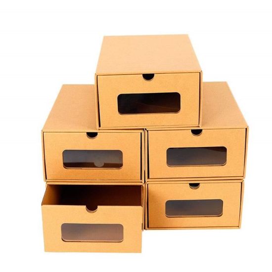 Lot de 10 - 20 boîtes de rangement pour chaussures empilables 3 couches en  carton ondulé Marron clair (talons hauts20) - Cdiscount Maison