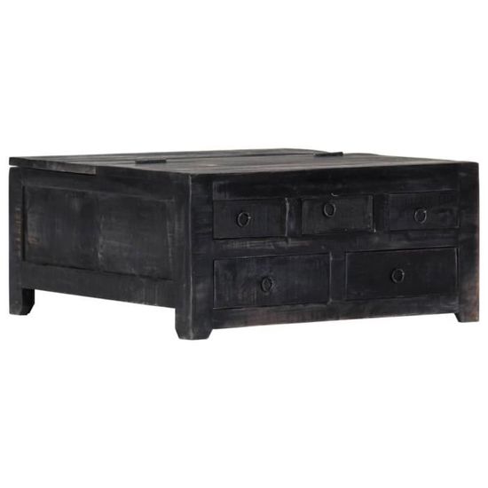 Luxe'4449Excellent -Table basse décor scandinave - Table de salon Table de thé Table gigogne Noir 65 x 65 x 30 cm Bois de manguier m
