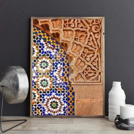Murale Art Toile tableau Peinture Pour Salon Porte Marocaine Marrakech  Toile tableau Affiche Islamiques Architecture Musulmane Tableaux Chambre