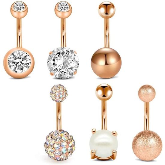 Piercing Nombril Chaîne OUFER 14G - Acier Chirurgical 316L, Pierres Marquise CZ - Longueur 10 Mm - Bijou De Ventre élégant Pour Femme