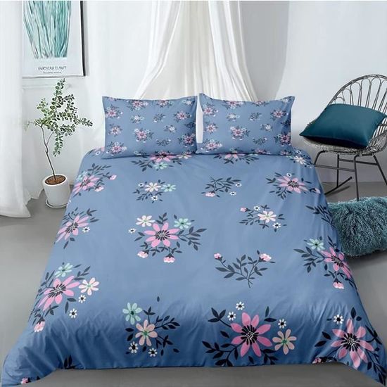 Couette 4 Saisons 220x240 Cm Imprimée Fleurs - Ensemble Avec 2 Taies | Microfibre Douce, Lavable Machine - 8