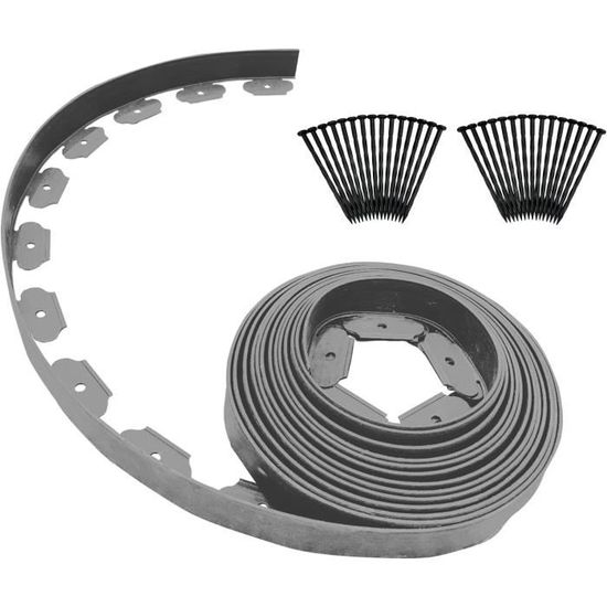 Bordure De Jardin En L 10 Mètres - Hauteur 5 Cm - Avec 30 Piquets De Fixation - Pour Séparer Pelouse, Massifs - 6