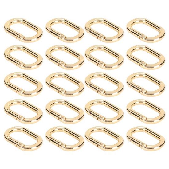20 Mousquetons Ovales En Alliage De Zinc – 2,1 X 3,4 Cm, Ressort, Doré, Pour Porte-clés, Camping, Sac, Chien, Escalade
