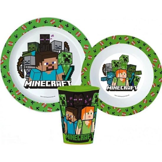 Ensemble repas Minecraft - GUIZMAX - Taille unique - Plastique alimentaire - Vert - Enfant - Mixte