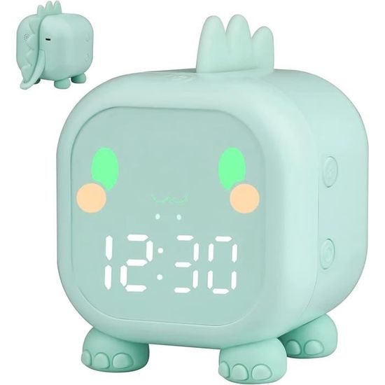Réveil Enfant Dinosaure VORRINC - Lampe LED Numérique Avec Veilleuse, 2 Alarmes Et Entraînement Au Sommeil