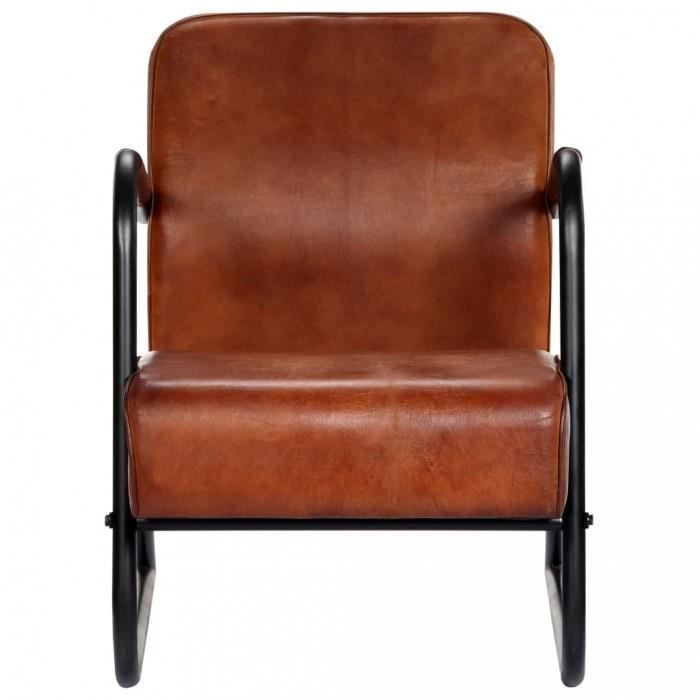 Fauteuils club Fauteuil de repos Marron Cuir veritable