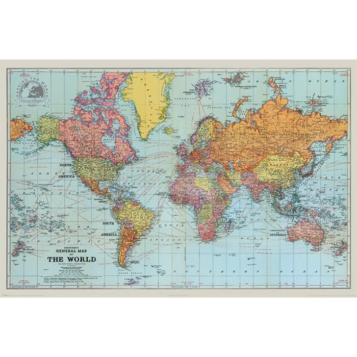 Carte du Monde - Stanfords General Map Of The World