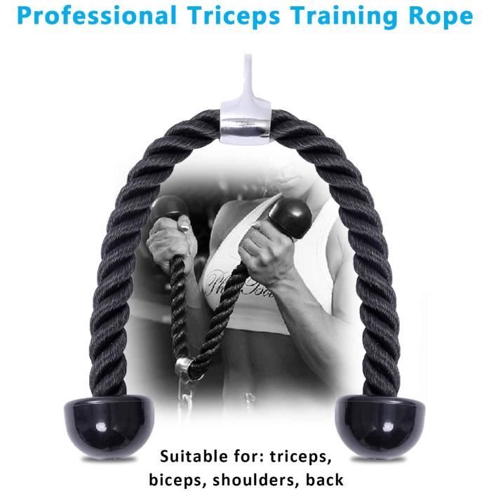 Triceps Corde, Elastique de résistance Tricep Pull Down Lat Pulldown Barre de curl Biceps pour fitness, bodybuilding Gym
