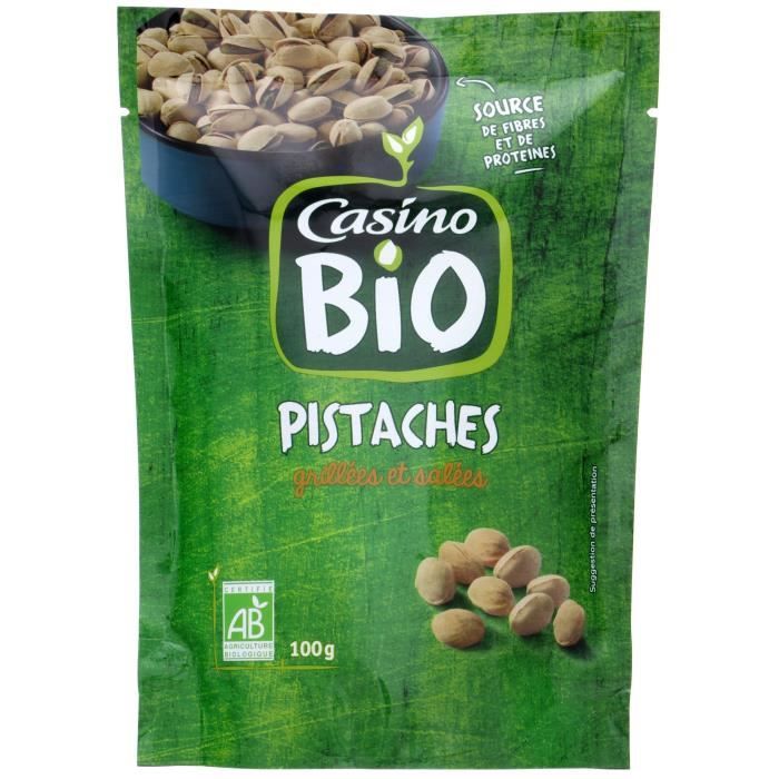 CASINO Pistaches grillées et salées Bio - 100G
