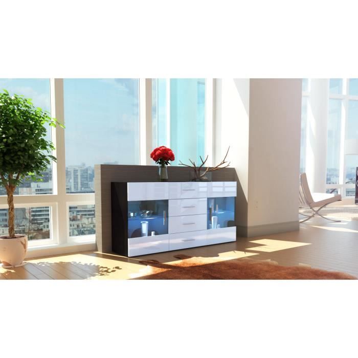 buffet noir et blanc à vitrines 139 cm laqué