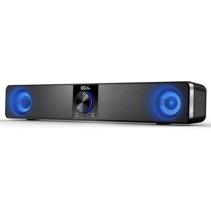 ELEGIANT Haut-parleurs PC, 5W * 2 Enceintes PC avec 3 Modes d'éclairages, Barre de Son d'Ordinateur Portable Stér&eacu