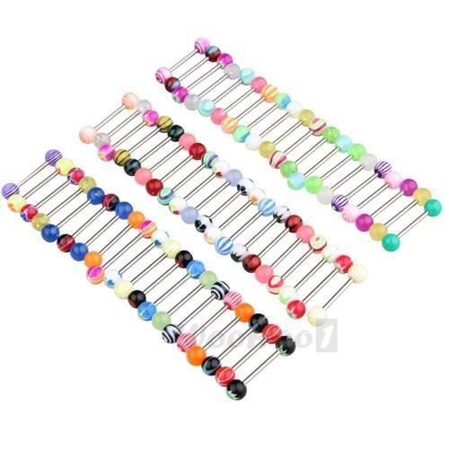 60 X Piercing De Langue En 316L Acier Couleur Aléatoireluckyrain1904780