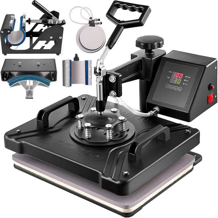 VEVOR Presse à Chaud 8 en 1 Presse à Chaud 38x 30cm Machine de Sublimation Presse à Chaud Numérique Pivotant à 360 Degrés A60