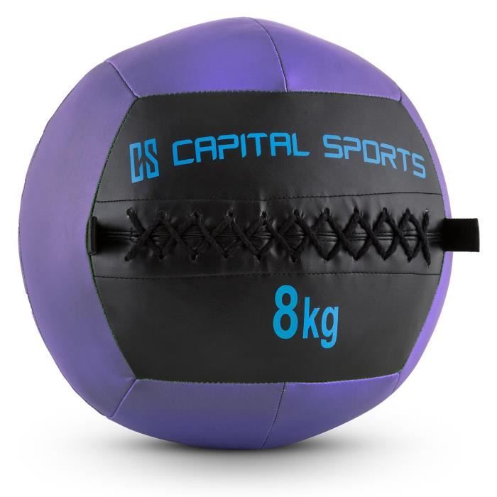 CAPITAL SPORTS Wallba - Medecine ball cuir synthétique pour exercices core & entrainement fitness, cross-training, muscu, MMA - 8kg