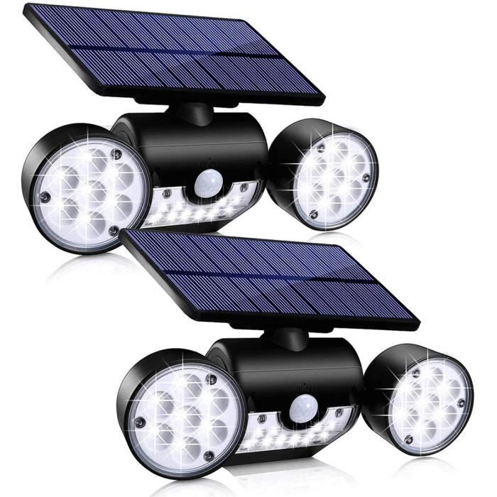 Solaire lumières extérieur détecteur de mouvement Lampe LED étanche IP65 mural à double tête pour Jardin Sécurité 2PCS