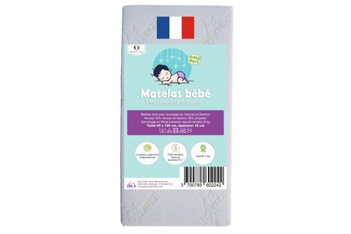 Matelas bébé en Bambou pour lit 60x120