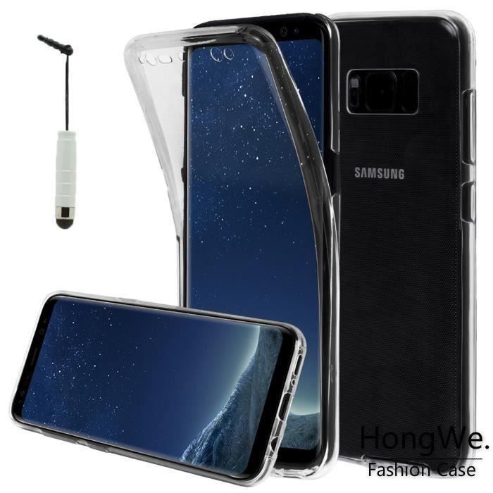 Pour Samsung Galaxy S8 5.8 : Coque Silicone Gel ultra mince 360° protection intégrale Avant et Arrière + mini Stylet - TRANSPARENT