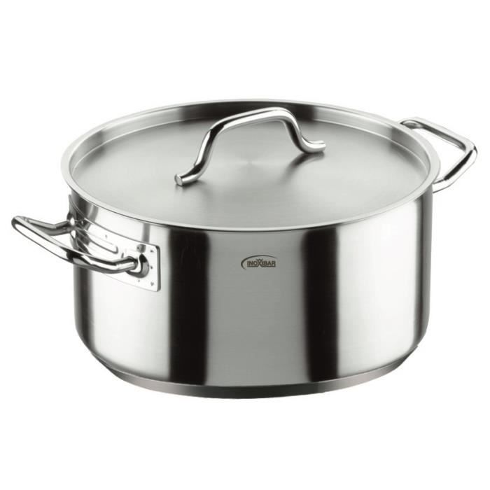 INOXIBAR Braisière Ligne Professionnelle en inox - Ø 28 cm - 11 L - Gris - Tous feux dont induction