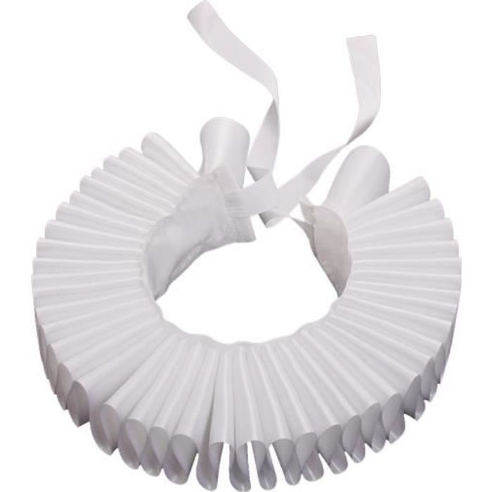 Fraise collerette en satin blanche, renaissance style elisabeth aristocrate aille unique Blanc
