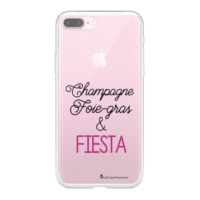 Coque iPhone 7 Plus / 8 Plus 360 intégrale transparente Champagne Foie gras et Fiesta Ecriture Tendance Design La Coque Francaise