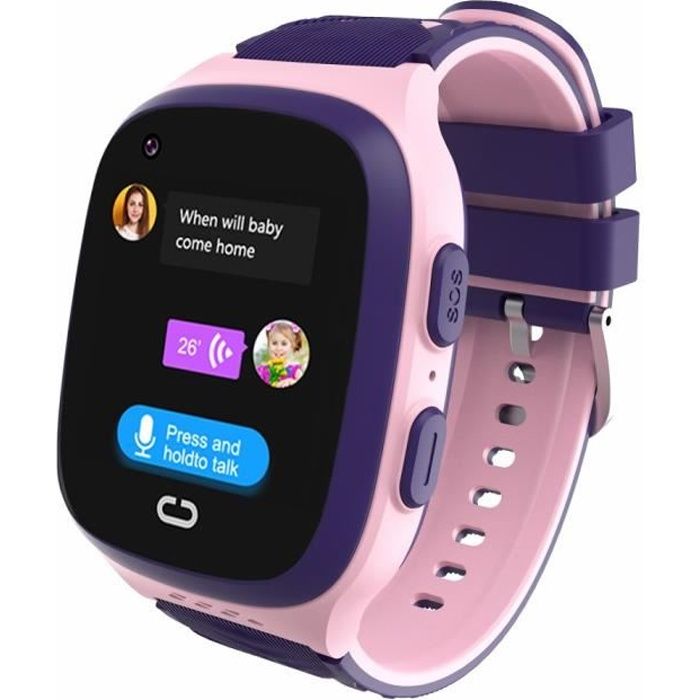 4G Montre Connectée Enfant GPS SOS - Video Appel IP67 Imperméable Watch Smart - Rose