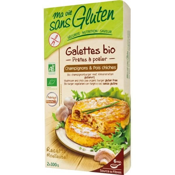 Galettes champignons pois chiches, 2 x 100g, M...