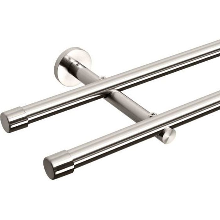 Tringle à rideau ø 20mm métal inox 2 Tringle 100cm Moderne - Mondeer