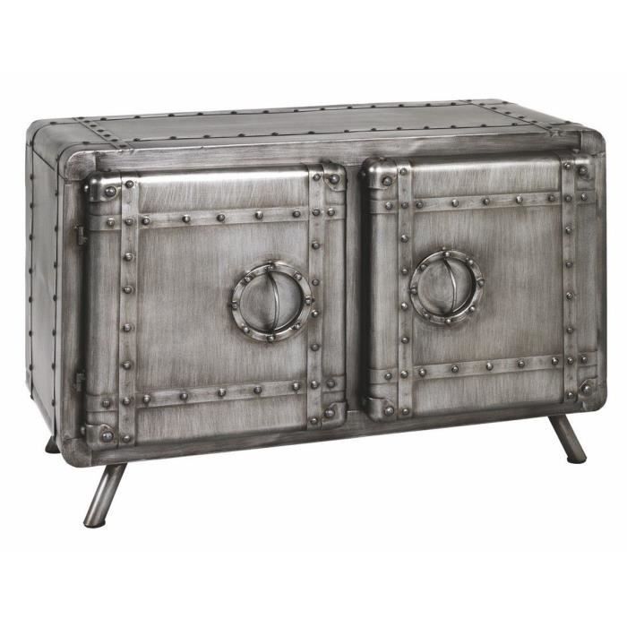Meuble TV coloris anthracite en métal - Dim : L 78 x P 52 x H 39 cm