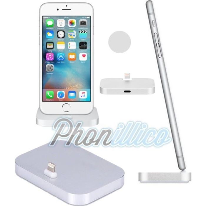 Station Accueil Argent compatible Apple iPhone 7 - Dock Chargeur Phonillico®