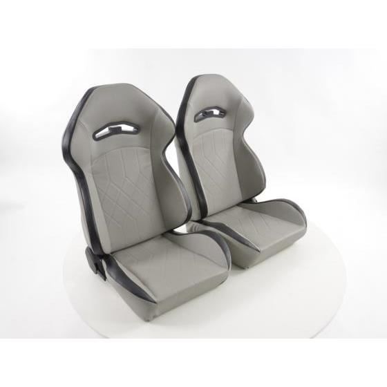 Siège Sport demi coquille PU gris couture noir