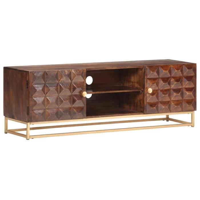 PRIMEL Meuble TV 124x29x45 cm Bois massif de manguier Primel1