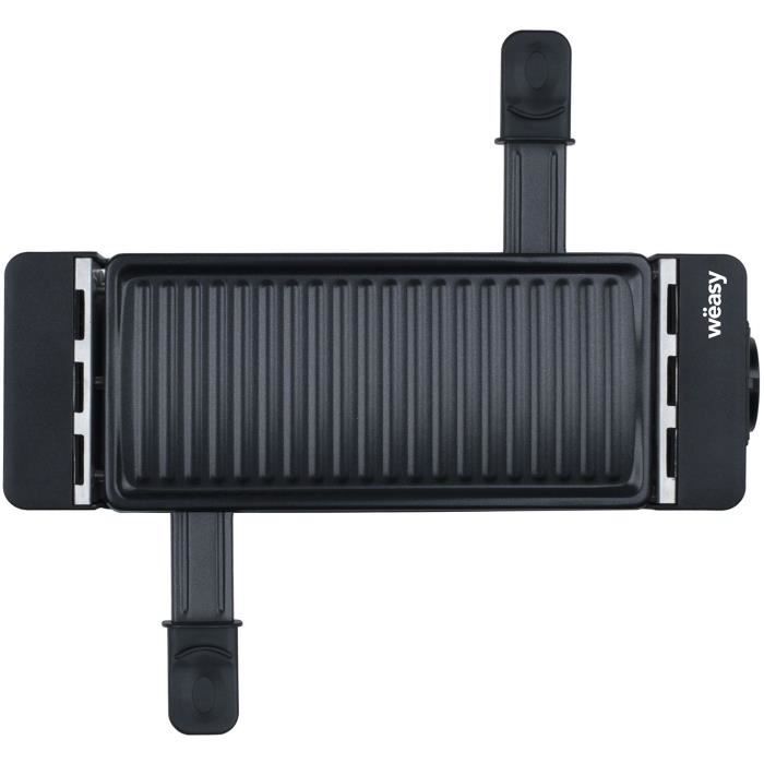 WEASY TIK12 Raclette noire connectable 2 personnes - Grill - 400W - Revêtement anti-adhésif - Plaque amovible