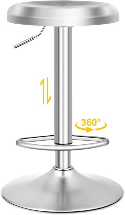 RELAX4LIFE Tabouret Haut de Bar avec Repose-Pieds Hauteur Réglable 61-82CM Chaise Pivotante pour Comptoir/Bistro/Café/Cuisine