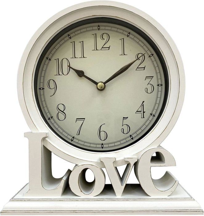 Horloge de bureau ronde horloges de cheminée étagère silencieuse horloges de table cheminée sans tic-tac numérique blanc
