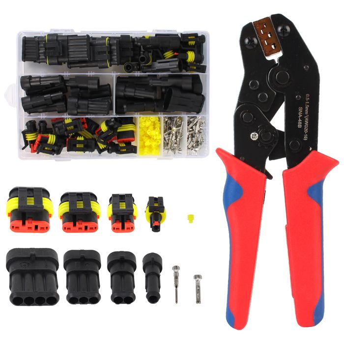 Lot De 796 Connecteurs électriques étanches Pour Voiture, Moto, Bateau - 1 à 6 Broches + Pince à Sertir - 8