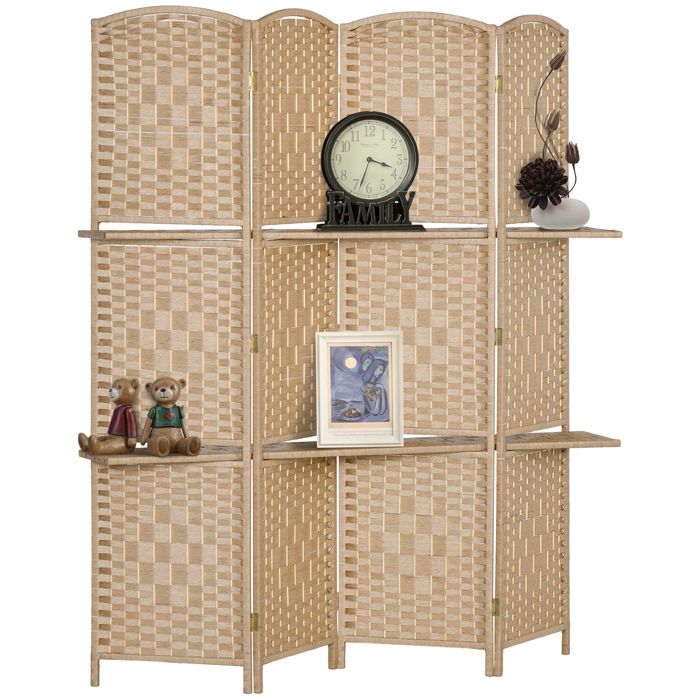Paravent, Séparateur de pièces Cloison De Séparation À 6 Panneaux Avec Base À Roulettes, Moustiquaire Pliable En Bambou Pour Cloisons Temporaires, Chambre À Coucher, Salon Et Hôpital(Tall 180cm/71 in