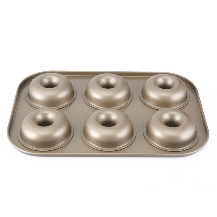 Moules à Donuts Antiadhésifs - Lot De 2 Moules 6 Cavités En Acier Carbone - Noir Et Doré - Résiste à 220°C - 4